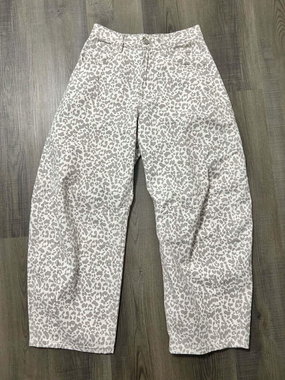 Barrel White Cheetah Print Jeans